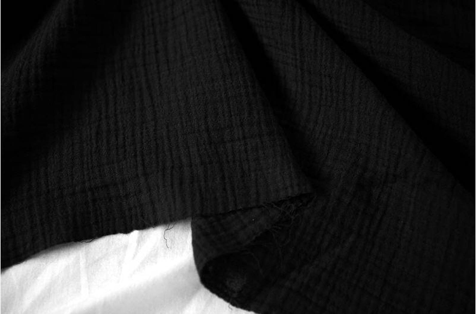 Black Wrinkled Cotton Gauze Double Gauze Black Gauze Etsy