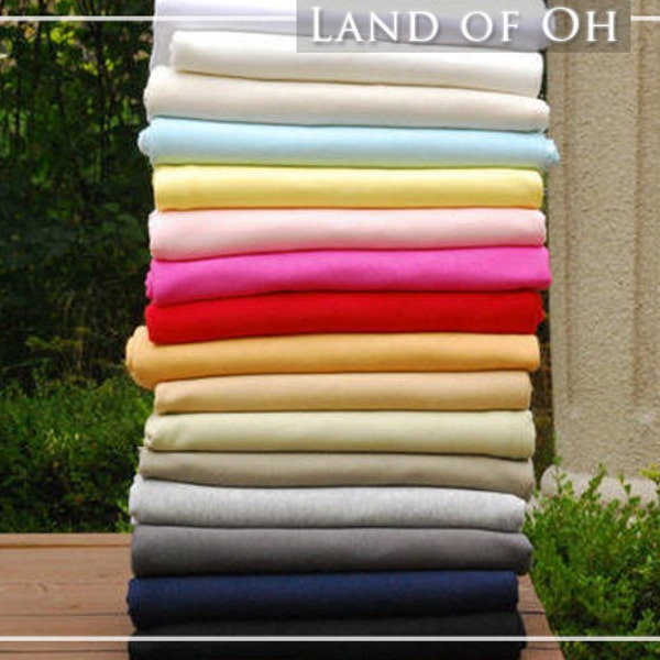 Cotton Interlock Knit in 16 Solid Colors Fabric, Quality Korean Fabric By the Yard 310 /09196