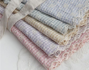 Embroidered Eyelet Flower Fabric, Bio-washed Cotton Fabric, Eyelet Cotton Fabric Quality Korean Fabric, Embroidery Fabric By the Yard /58550