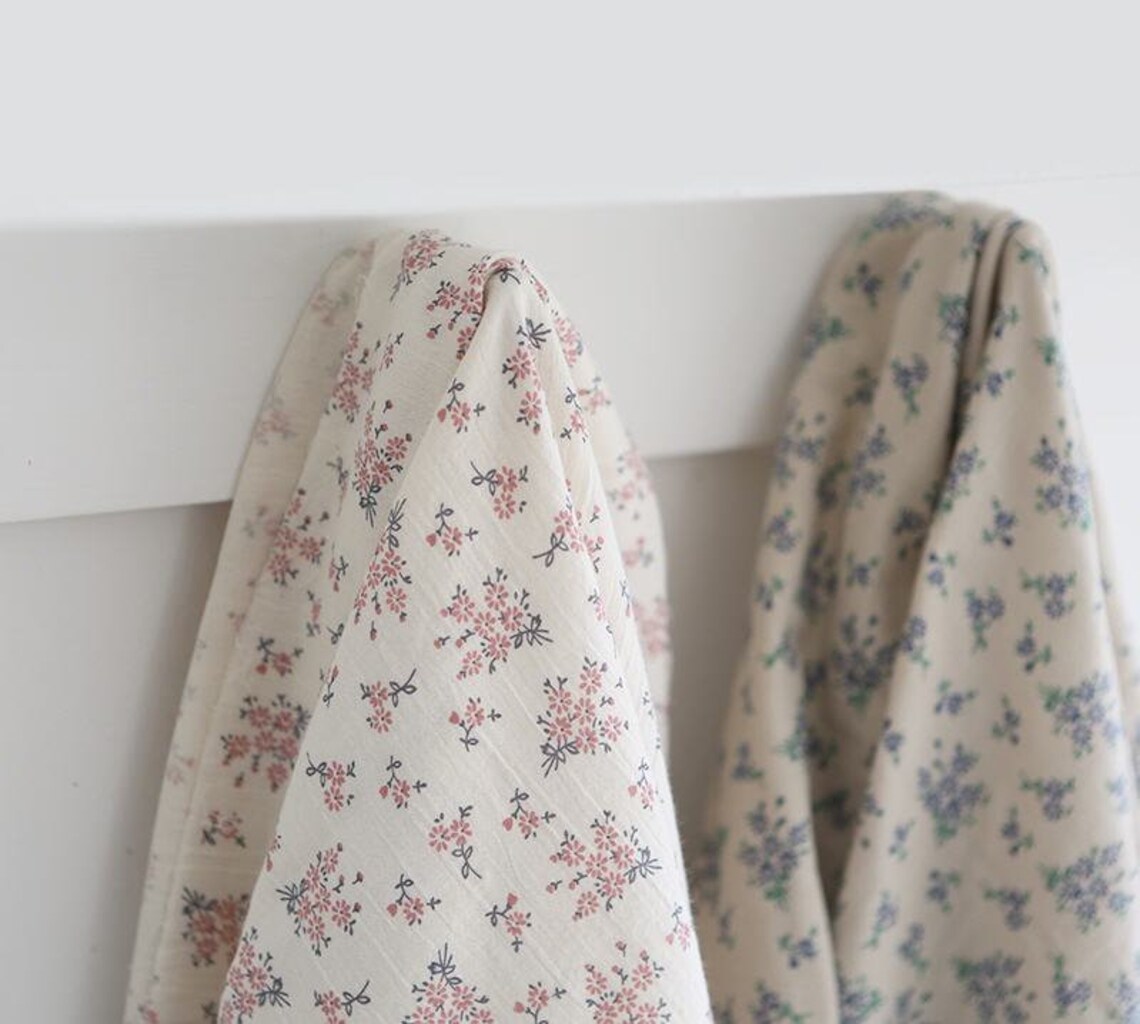 Flowers Cotton Double Gauze Fabric Floral Gauze Fabric Etsy
