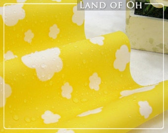 Waterproof Fabric Clouds on Yellow, Quality Korean Fabric By the Yard 30366