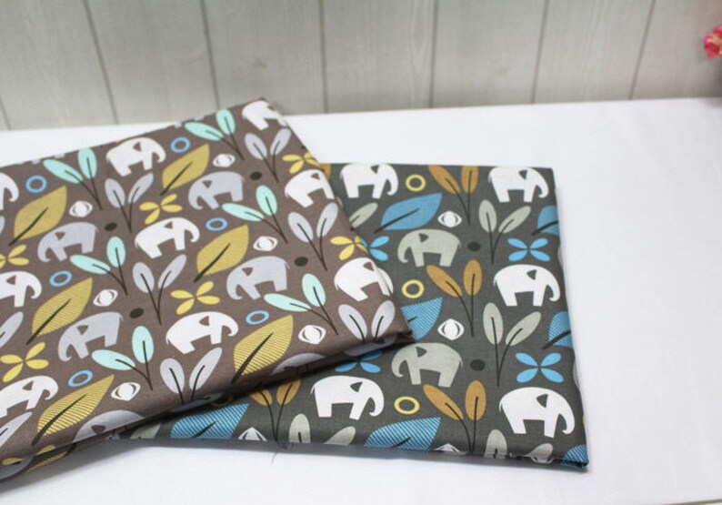 Elephants Cotton Fabric Gray by the Yard 43333 568591 Etsy Australia