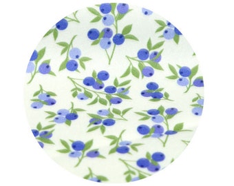 Tela de algodón con estampado de arándanos y frutas - Impresión digital - Tela cortada a medida /82125