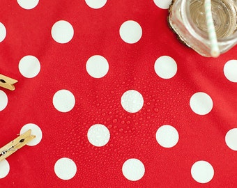 Waterproof Fabric 2.7 cm White Dots on Red - By the Yard 89612