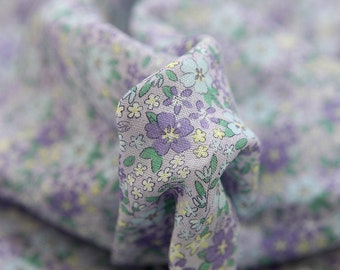 Lovely Floral Cotton Double Gauze Fabric, Purple Flower Gauze, Baby Fabric, Quality Korean Fabric - 59 Inches Wide - By the Yard 3/0292