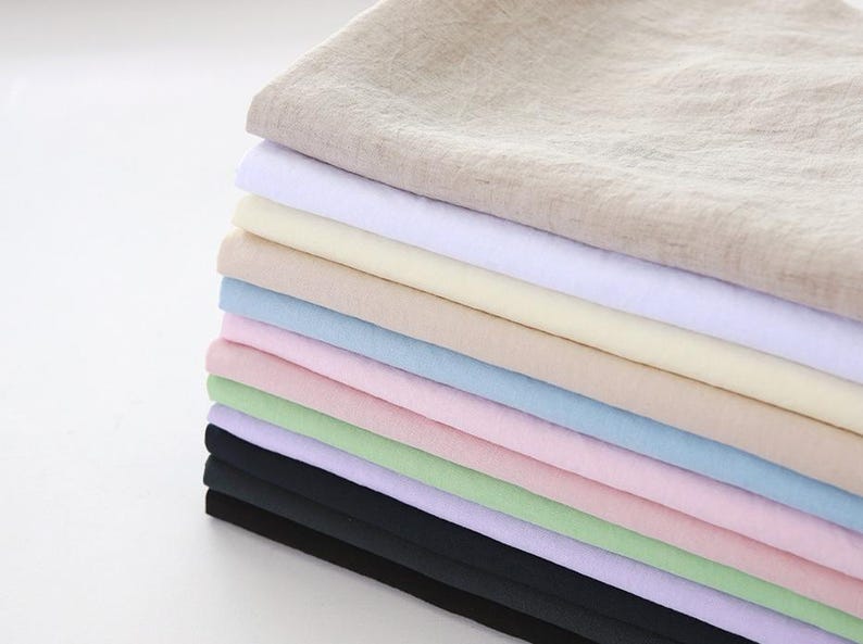 Förtvättat massivt linne-tenceltyg, 137 cm brett, 12 färger, koreanskt kvalitetstyg, måttbeställt bild 1