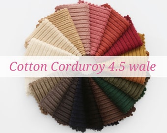 Wide Wale Cotton Corduroy, 4.5 Wales, Korean Fabric, Corduroy 18 Solid Colors, Wide Width, Basic and Special Colors - By the Yard /25112