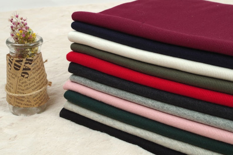 2x1 Ribbing Knit Fabric Half Yard Navy Ivory Khaki Red - Etsy