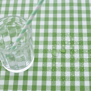 Laminated Cotton Fabric - Green Plaid - By the Yard 82948 78006-1 image 1