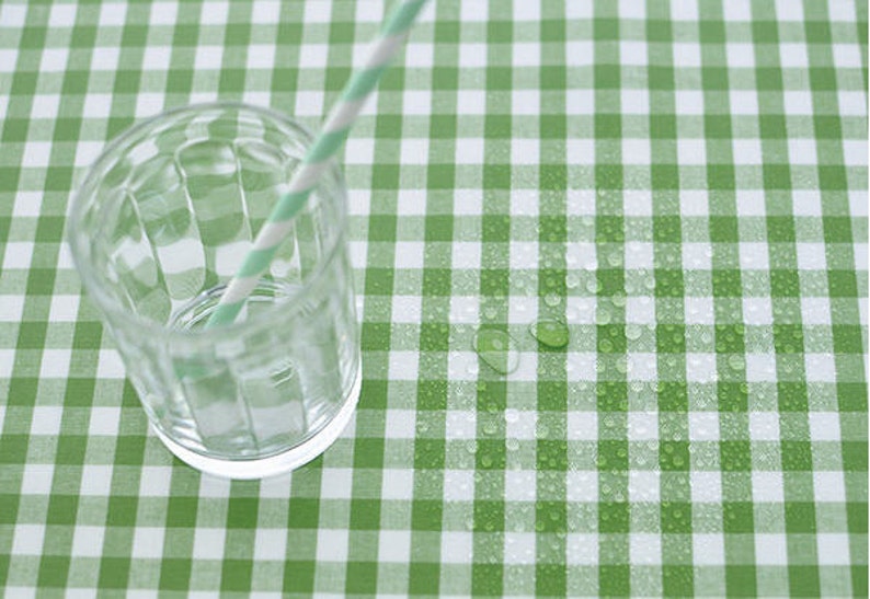 Laminated Cotton Fabric - Green Plaid - By the Yard 82948 78006-1 image 1