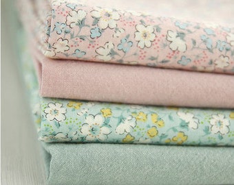 Pastel Cotton Fabric - Flowers or Solid - By the Yard 56357 24890-2 63773-1