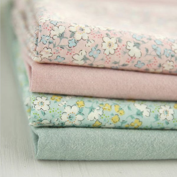 Pastel Cotton Fabric - Flowers or Solid - By the Yard 56357 24890-2 63773-1