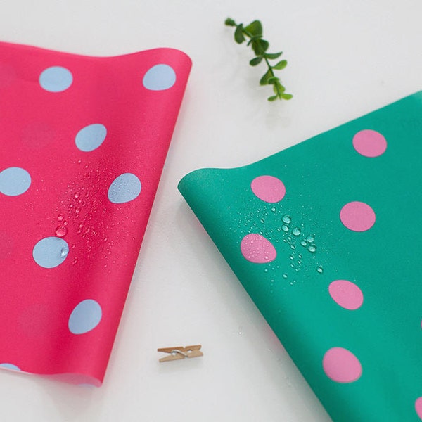 Polka Dots Waterproof Fabric - Hot Pink or Green - Fabric By the Yard /88210