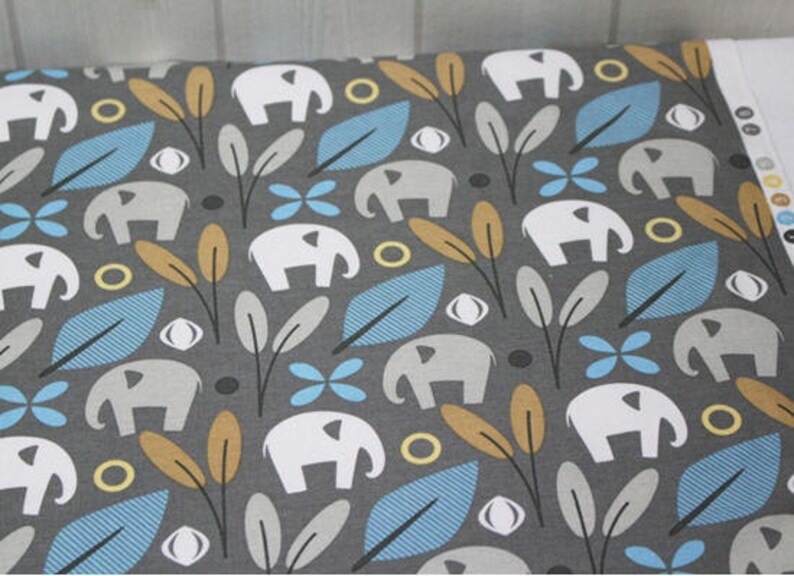 Elephants Cotton Fabric Gray by the Yard 43333 568591 Etsy Australia