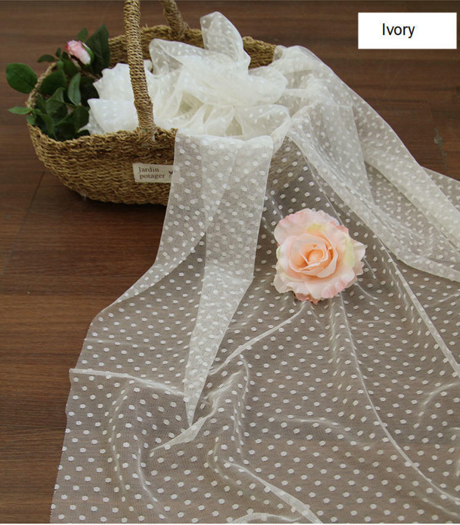 Mesh Fabric With 4 Mm Dots White White Ivory Beige or Dark Etsy