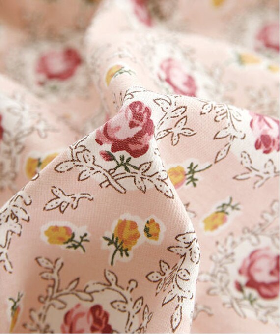 Items similar to Cotton Jersey Knit Antique Roses Pink 1 Yard L89MA