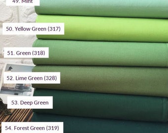 High Quality Cotton Fabric Green Series in 6 Colors, Solid Cotton Fabric By the Yard /83720