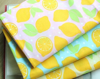 Cotton Blend Fresh Lemons - Pink, Blue or Yellow - By the Yard 36684 / 51665