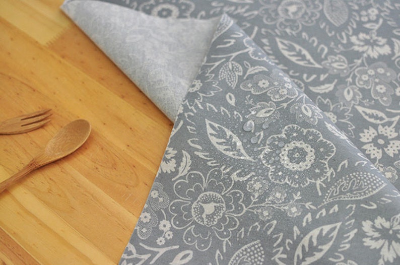 Laminated Cotton Linen Fabric Grace in Gray by the Yard Etsy