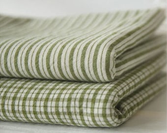 Tessuto a quadri o a righe in cotone prelavato tinto in filo verde oliva, tagliato su misura 6148 23789-1 162916-w