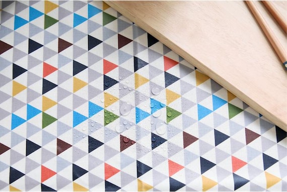 Wasserdichte Baumwolle Stoff Geometrische Dreiecke Blau Etsy