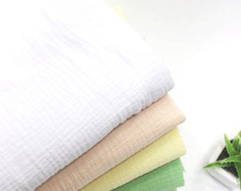 Wrinkled Cotton Gauze, Crinkle Gauze, Yoryu Gauze - White, Peach, Lemon, Apple Green or Melon  - 55" Wide - By the Yard 88010