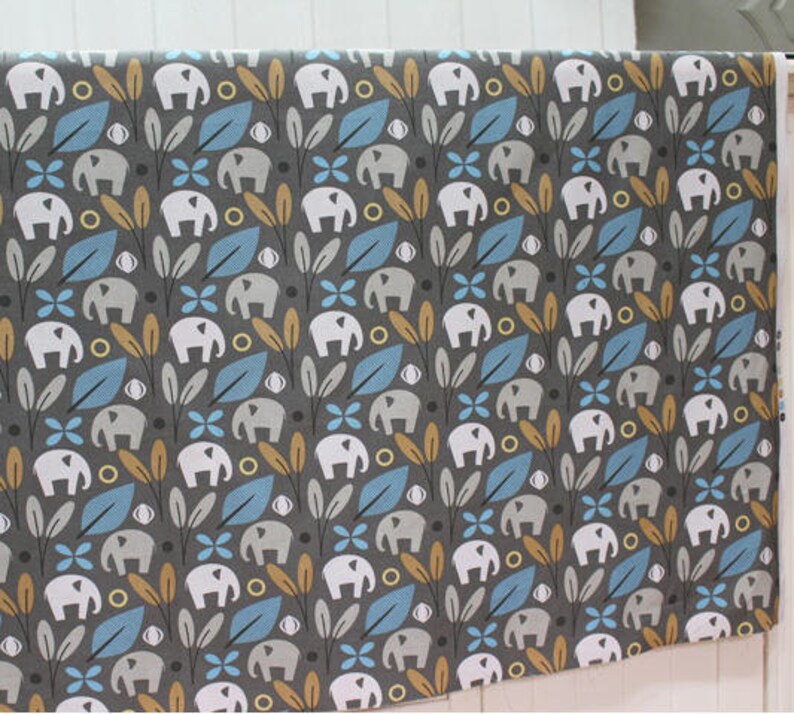Elephants Cotton Fabric Gray by the Yard 43333 568591 Etsy Australia