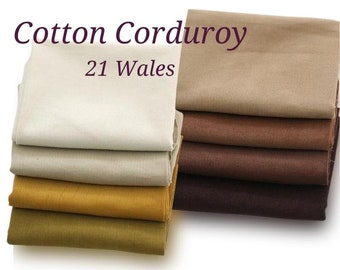 Pinwale Cotton Corduroy, Ivory, Beige, Brown, Mustard, Olive Green Fine Wale Cotton Corduroy Fabric By the Yard Quality Korean Fabric /80356