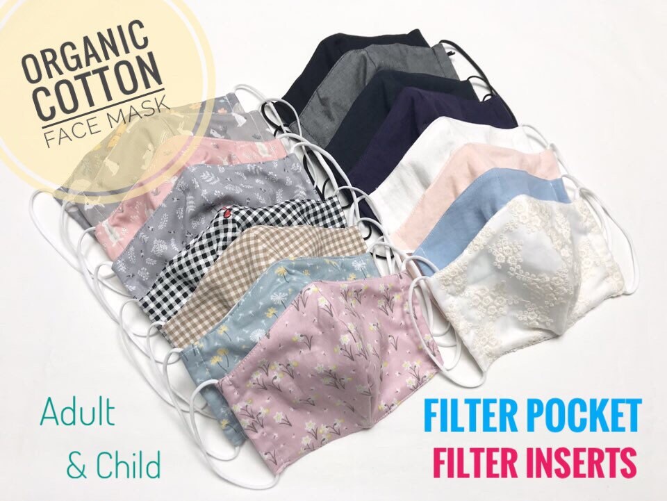 Quality Organic Cotton Face Mask Filter Pocket, Filter Insert, Dust M…