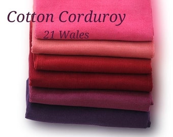 Pinwale Cotton Corduroy - Pink, Indi Pink, Red, Wine, Plum, Purple - Fine Wale Corduroy, Quality Korean Fabric By the Yard /80358