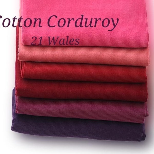 Pinwale Cotton Corduroy - Pink, Indi Pink, Red, Wine, Plum, Purple - Fine Wale Corduroy, Quality Korean Fabric By the Yard /80358