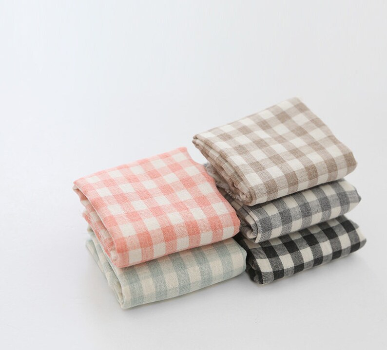 Checkered Cotton Double Gauze Fabric Double Sided Gauze Etsy