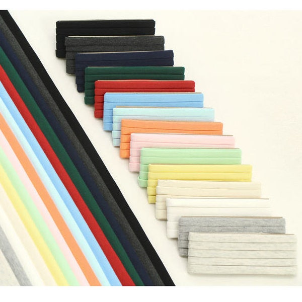 Folded Knit Bias Tape - Oatmeal, Gray, Off White, Ivory, Yellow, Mint, Pink, Sky, Blue, Red, Green, Navy, Charcoal or Black - One pack 88904