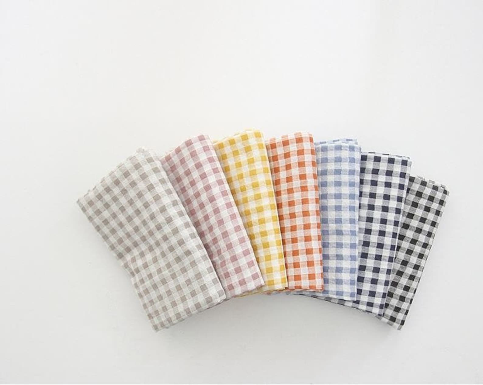 Checkered Cotton Linen Gauze Fabric Plaid Soft Gauze Fabric Etsy