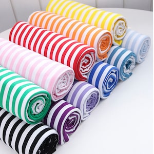 Striped Cotton Knit Fabric, T-shirt Fabric, Stretch Fabric - In 11 Colors- 70 Inches Wide - Knit Fabric By the Yard / 59929