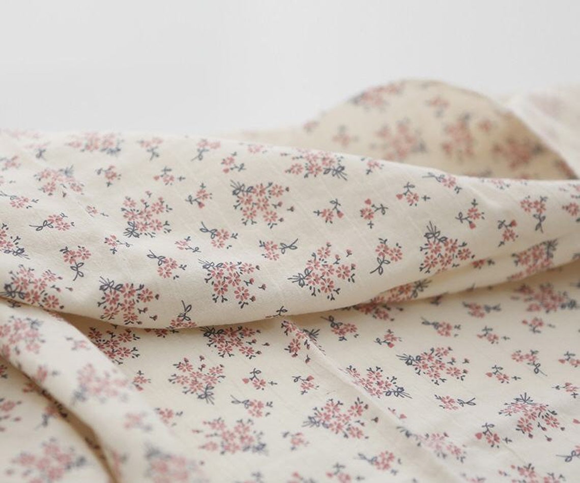 Flowers Cotton Double Gauze Fabric Floral Gauze Fabric Etsy