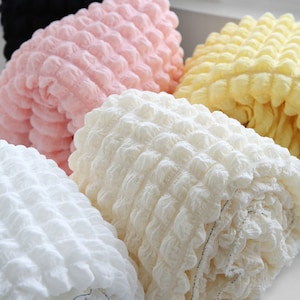 Fluffy Popcorn Waffle Stretchy Shirred Poly Fabric In 5 Colors Quality Korean Fabric By the Yard / 55590 image 2