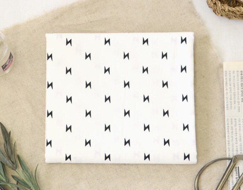 Lightning Bolt Cotton Fabric Promotional Price Black and Etsy