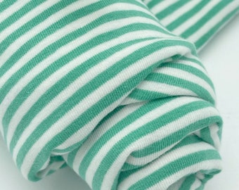 3 mm Green Striped Cotton Blend Knit Fabric, Stripe Knit Fabric, 59 Inches Wide, Quality Korean Fabric By the Yard