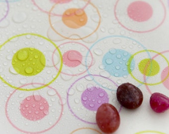 Waterproof Fabric (59 x 36") Circles - Pink - Quality Korean Fabric By the Yard /53692