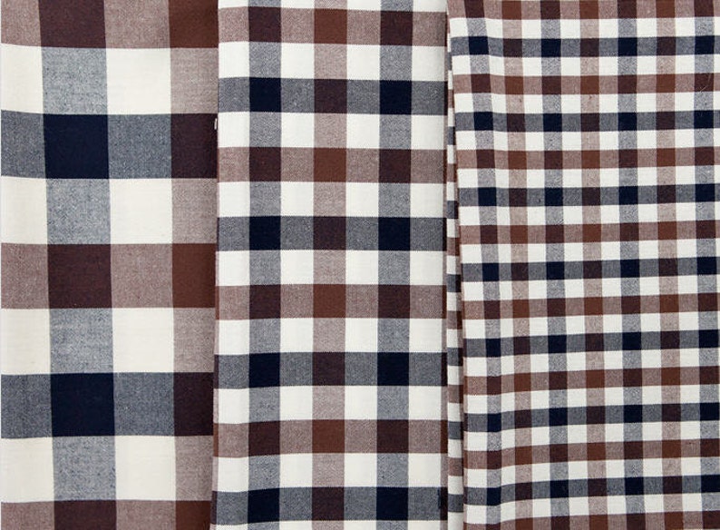 Brown Plaid Cotton Fabric 3 Sizes By the Yard 78482 Etsy