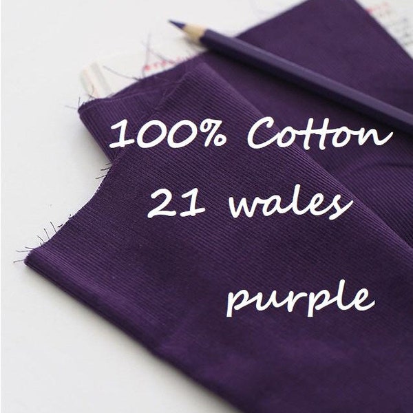 Purple Corduroy, Purple Fine Wale Cotton Corduroy, 21 Wale Cotton Corduroy, Quality Korean Fabric - By the Yard /80358