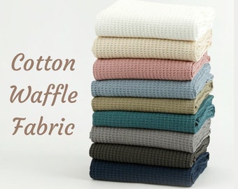 Cotton Waffle Fabric, 63" Wide, Solid Colors, Solids Waffle Fabric - In 9 Colors - Fabric By the Yard NR