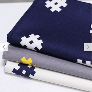 Hashtag Oxford Cotton Fabric - Azul marino, gris o blanco - cortado a la talla 88688