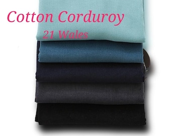 Fine Wale Cotton Corduroy - Indi Sky, Indi Blue, Gray, Navy, Black, Korean Fabric, Baby Wale Cotton Corduroy Fabric By the Yard /80357 - 210