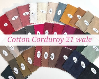 Pinwale Wide Cotton Corduroy - 21 Wales Corduroy 33 Solid Colors - Fine Wale Corduroy, Quality Korean Fabric By the Yard //