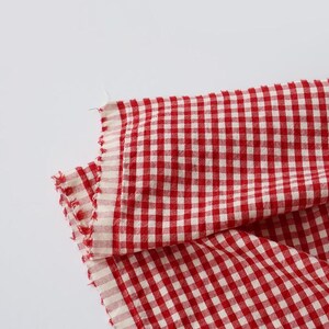 Pre-washed 4 mm Vintage Red Gingham Check, Striped Cotton Tencel Fabric, Quality Korean Fabric By the Yard /71343 image 3