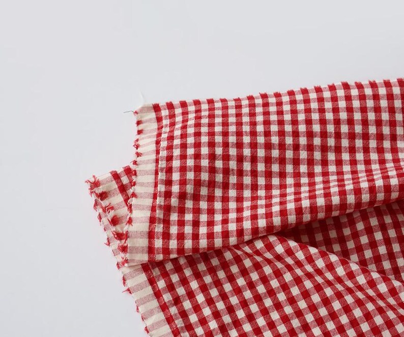 Pre-washed 4 mm Vintage Red Gingham Check, Striped Cotton Tencel Fabric, Quality Korean Fabric By the Yard /71343 image 3