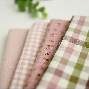 Cotton Fabric Indi Pink-holic Series Solid, Indi Pink Plaid, Flower, 3-Color Plaid By the Yard 24196 42449-1 image 4