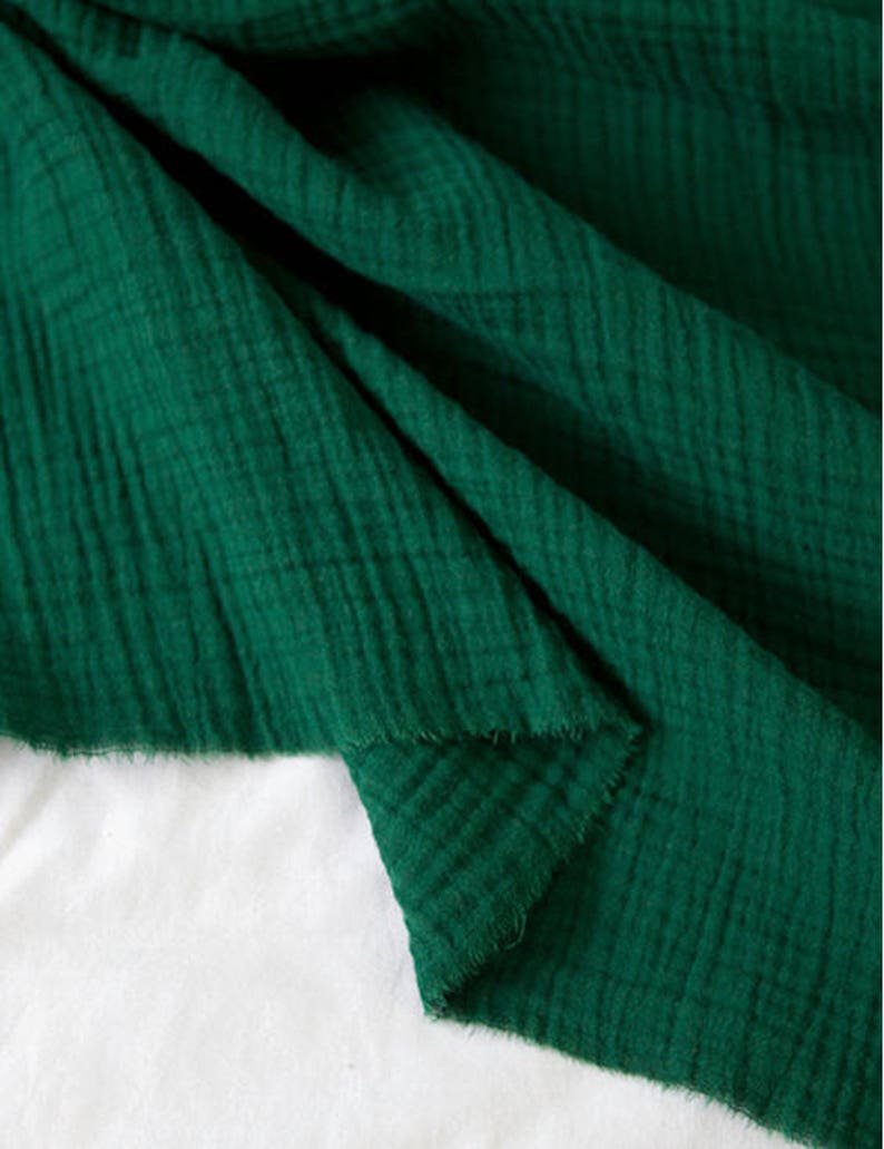 Green Wrinkled Cotton Gauze Double Gauze Green Gauze Etsy